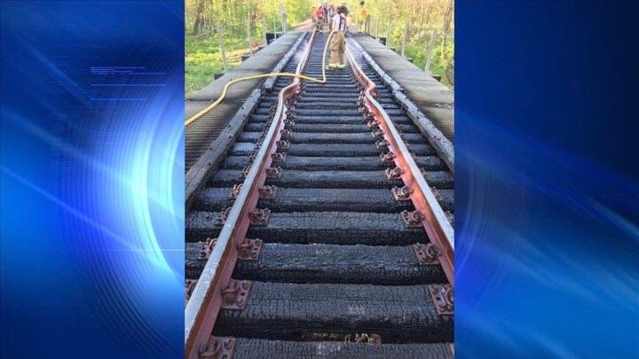 Fire engulfs Union Pacific railroad bridge